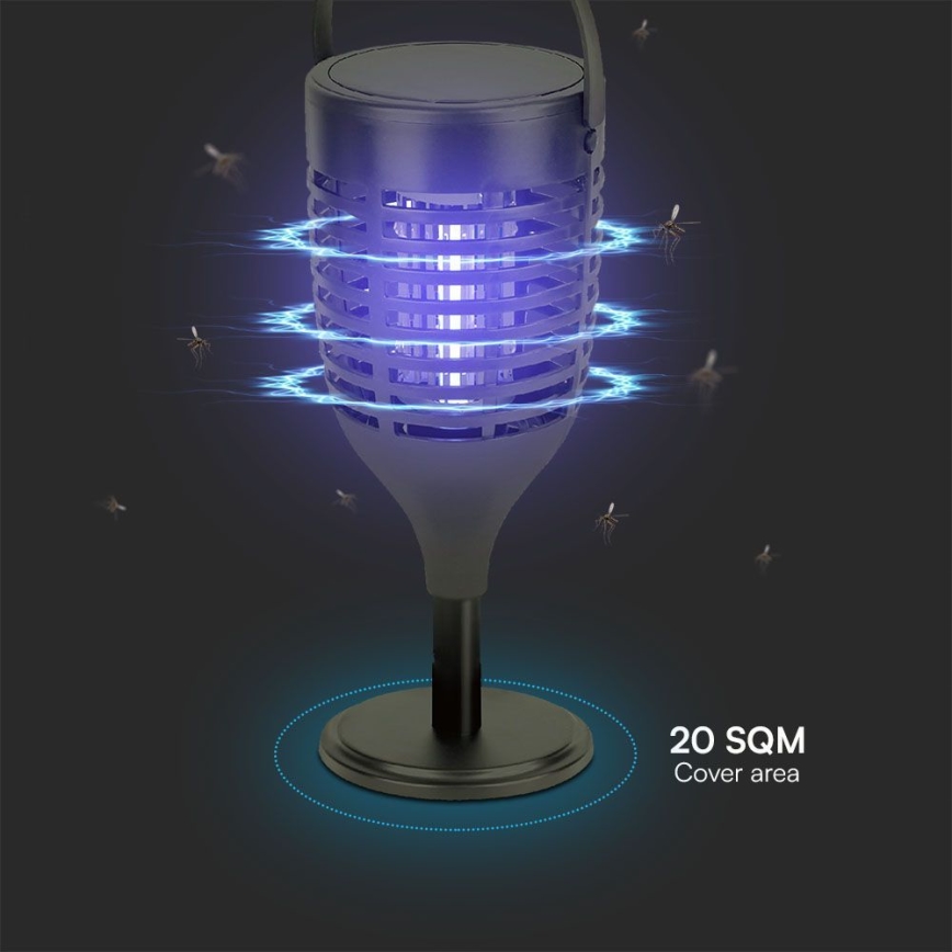 Soldrevet LED insektzapper 3-i-1 LED/1,3W/3,7V IP24 20 mm 2200 mAh