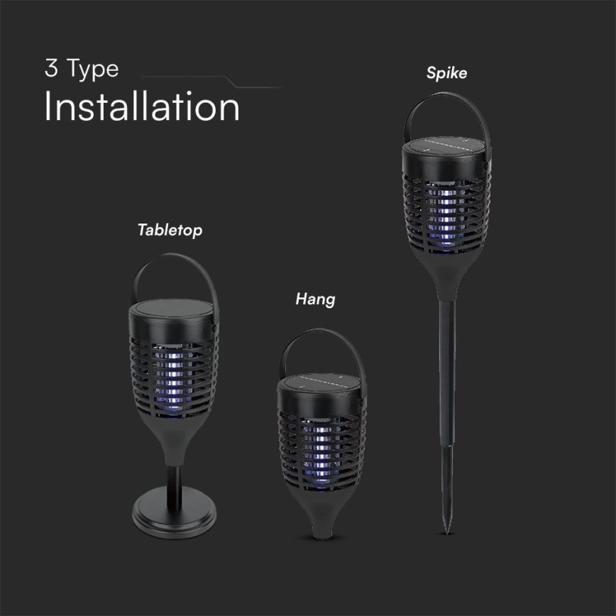 Soldrevet LED insektzapper 3-i-1 LED/1,3W/3,7V IP24 20 mm 2200 mAh