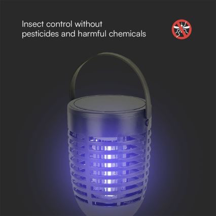 Soldrevet LED insektzapper 3-i-1 LED/1,3W/3,7V IP24 20 mm 2200 mAh
