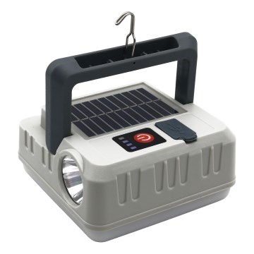 Soldrevet LED lampe m. powerbank-funktion dæmpbar og genopladelig LED/1W/5,5V 8000K IPX4 1200 mAh grå