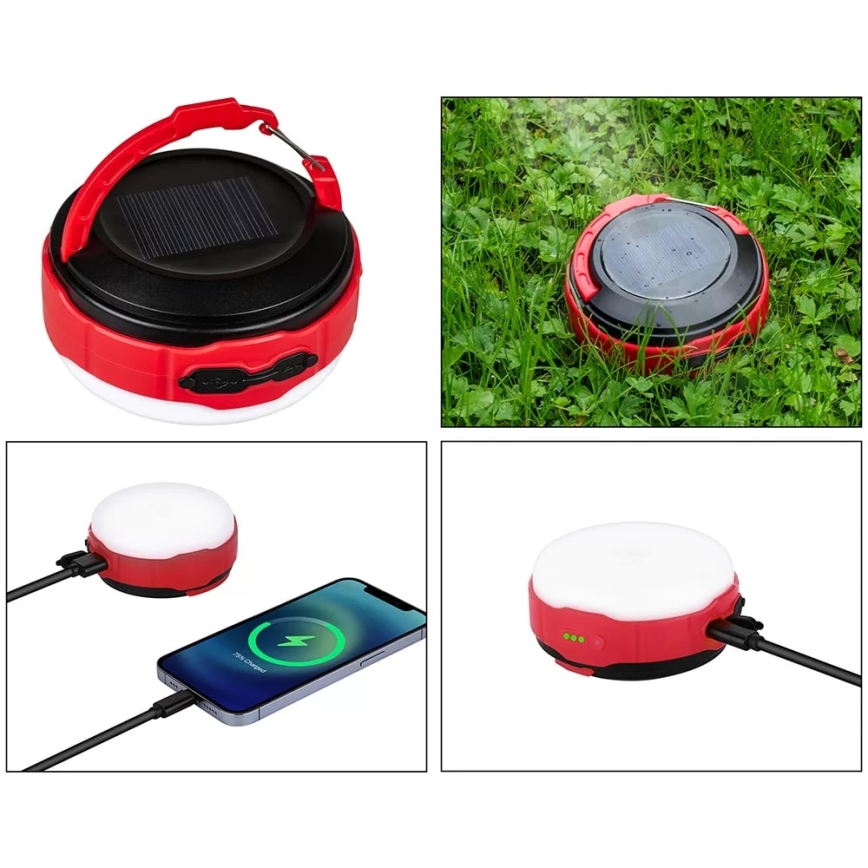 Soldrevet LED lommelygte m. powerbank-funktion dæmpbar og genopladelig LED/3W/5V 3000/4000/6500K IPX6 500 skinnende 2000 mAh