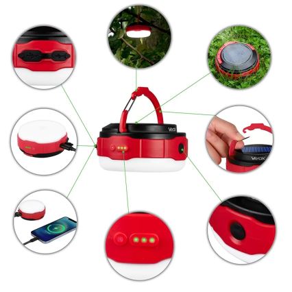 Soldrevet LED lommelygte m. powerbank-funktion dæmpbar og genopladelig LED/3W/5V 3000/4000/6500K IPX6 500 skinnende 2000 mAh