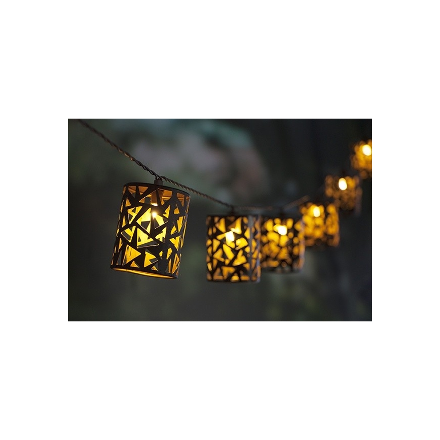 Soldrevet LED lyskæde 10xE12/3,65 m IP44 varm hvid