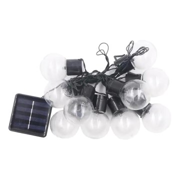 Soldrevet LED lyskæde 10xLED/0,12W/1,2V 1xAA IP44 6000K
