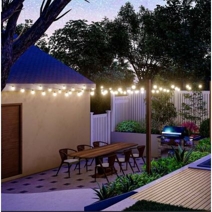 Soldrevet LED lyskæde 10xLED/0,5/4,5V 12 m 3000K IP44 + fjernbetjening