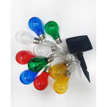 Soldrevet LED lyskæde 10xLED/1,2V 2,2 m IP44 flerfarvet