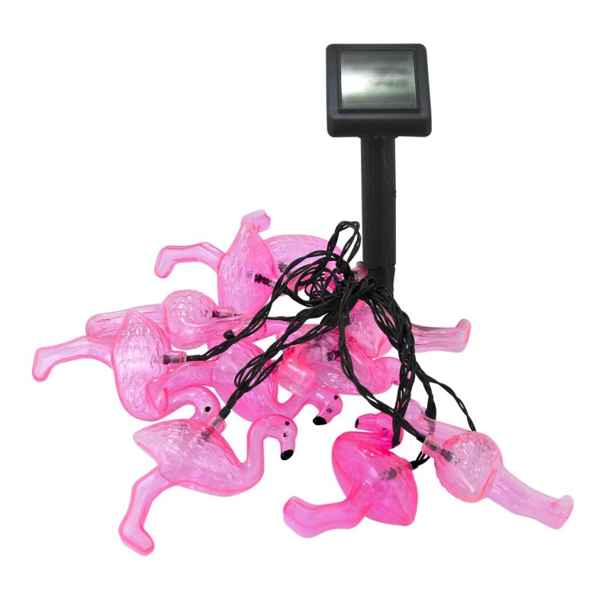 Soldrevet LED lyskæde 10xLED/1,2V 300 mAh 3,8 m IP44 flamingo
