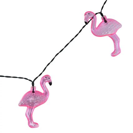 Soldrevet LED lyskæde 10xLED/1,2V 300 mAh 3,8 m IP44 flamingo