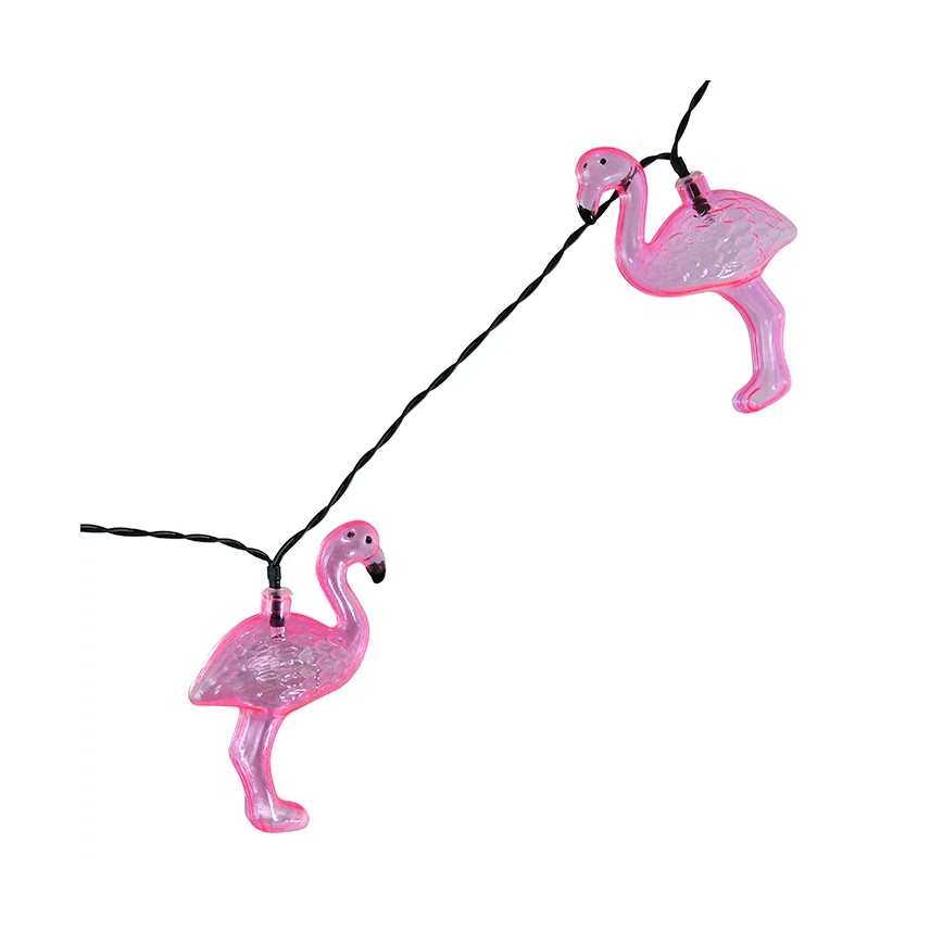 Soldrevet LED lyskæde 10xLED/1,2V 300 mAh 3,8 m IP44 flamingo
