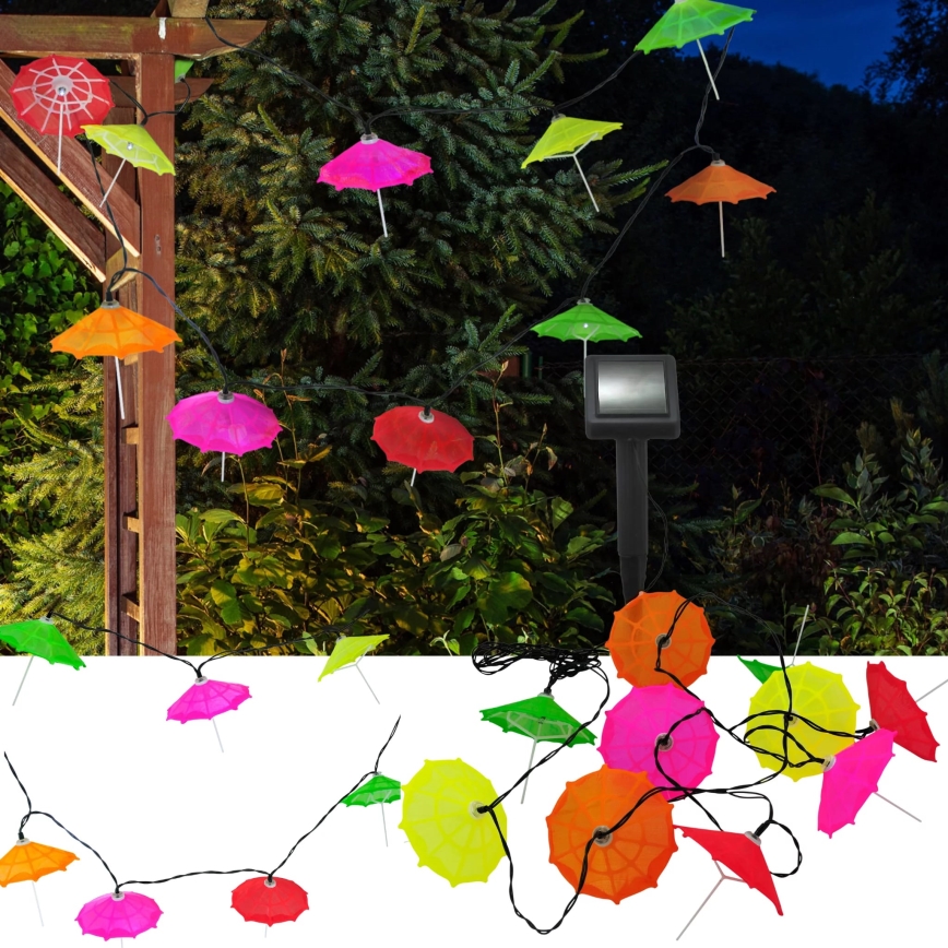 Soldrevet LED lyskæde 10xLED/1,2V 300 mAh 3,8 m IP44 paraplyer