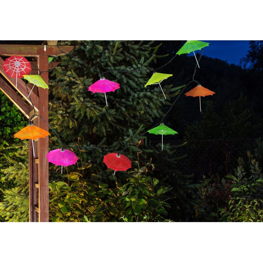 Soldrevet LED lyskæde 10xLED/1,2V 300 mAh 3,8 m IP44 paraplyer