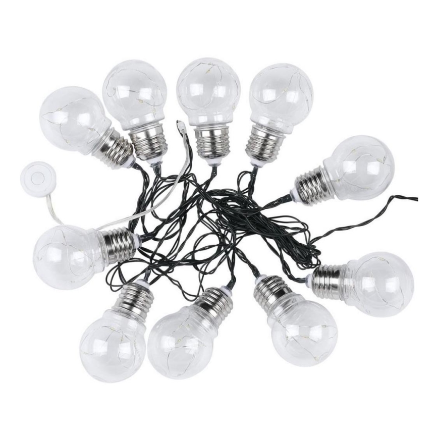 Soldrevet LED lyskæde 10xLED/1W/1,2V 1xAA 2 m IP44 3000K 300 mAh