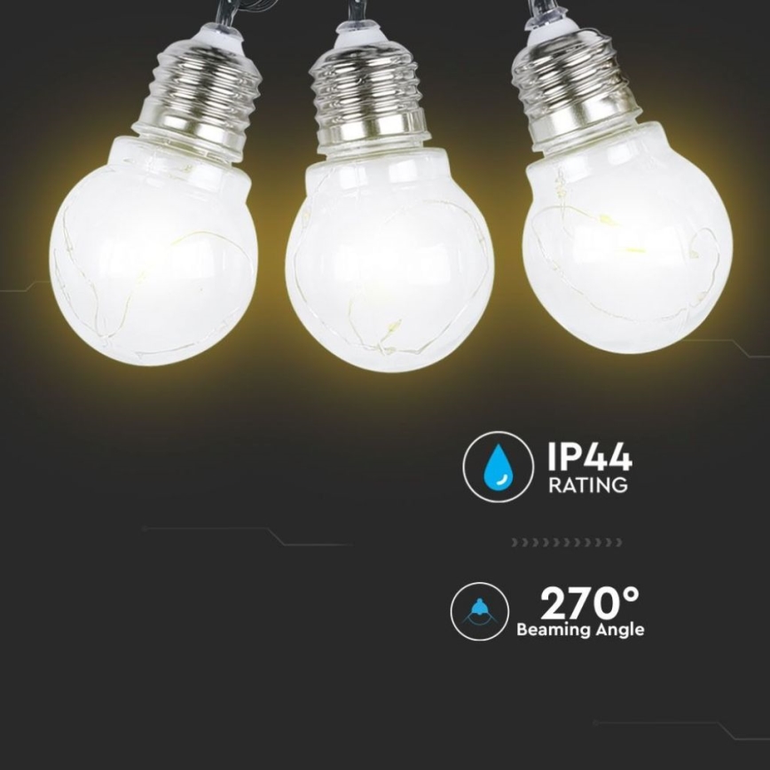 Soldrevet LED lyskæde 10xLED/1W/1,2V 2 m IP44 3000K
