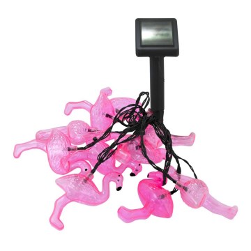 Soldrevet LED lyskæde 10xLED 3,8 IP44 flamingo