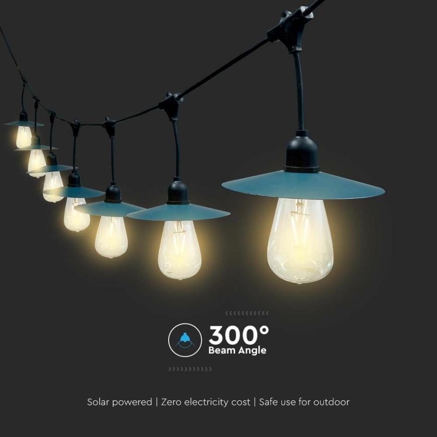 Soldrevet LED lyskæde 15xLED/0,2W/3,7V 15,6 m 3000K IP44