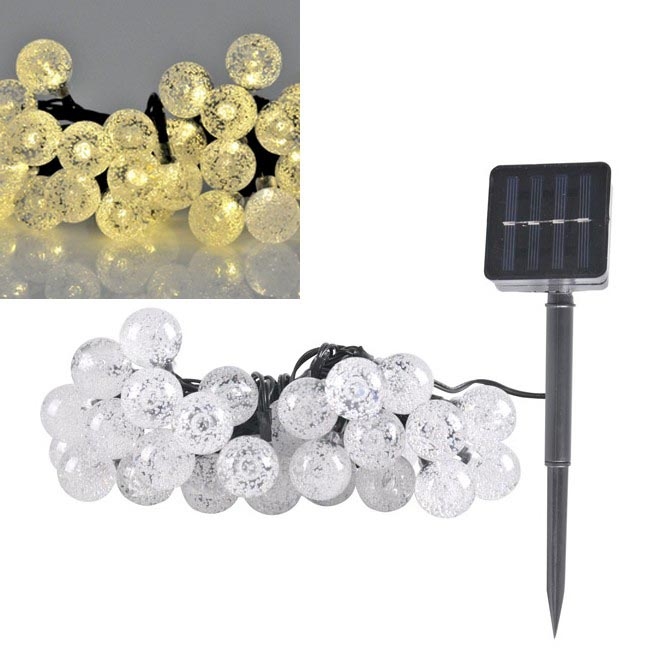 Soldrevet LED lyskæde 30xLED/8 funktioner 300 mAh 4,9 m IP44 varm hvid