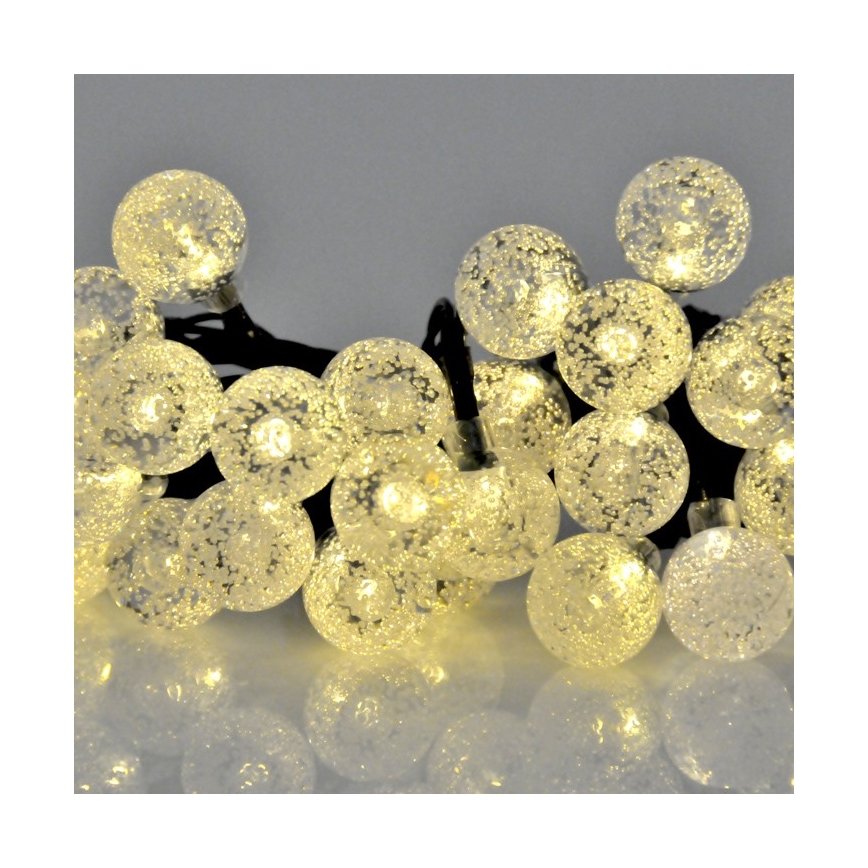 Soldrevet LED lyskæde 30xLED/8 funktioner 300 mAh 4,9 m IP44 varm hvid