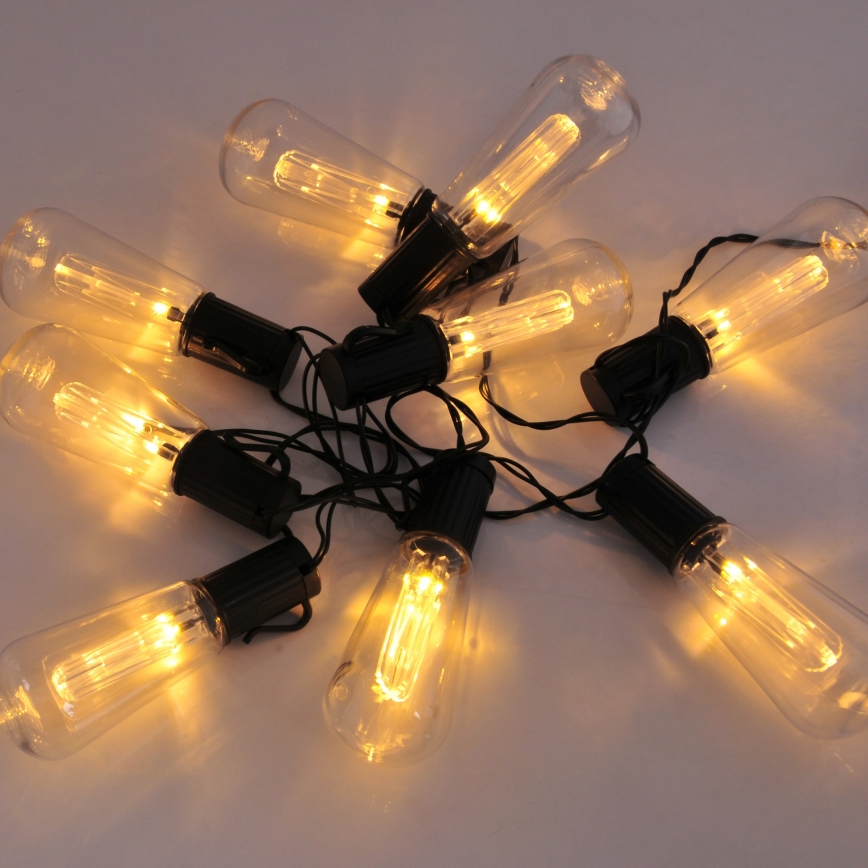 Soldrevet LED lyskæde EDISON 10xLED/1,2V 300 mAh 3,8 m IP44