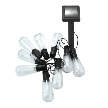 Soldrevet LED lyskæde EDISON 10xLED/1,2V 300 mAh 3,8 m IP44