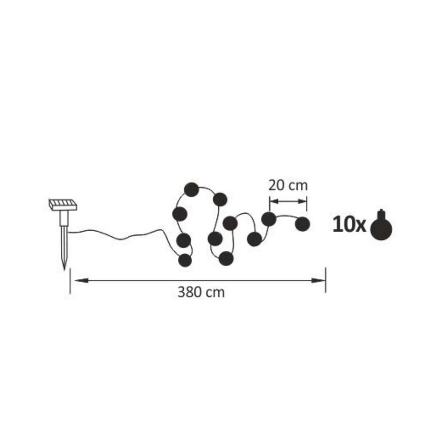 Soldrevet LED lyskæde LED/1,2V 300 mAh 3,8 m IP44