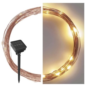 Soldrevet LED lyskæde LED/2,4W/1,2V 1xAA 15 m IP44 3000K 600 mAh