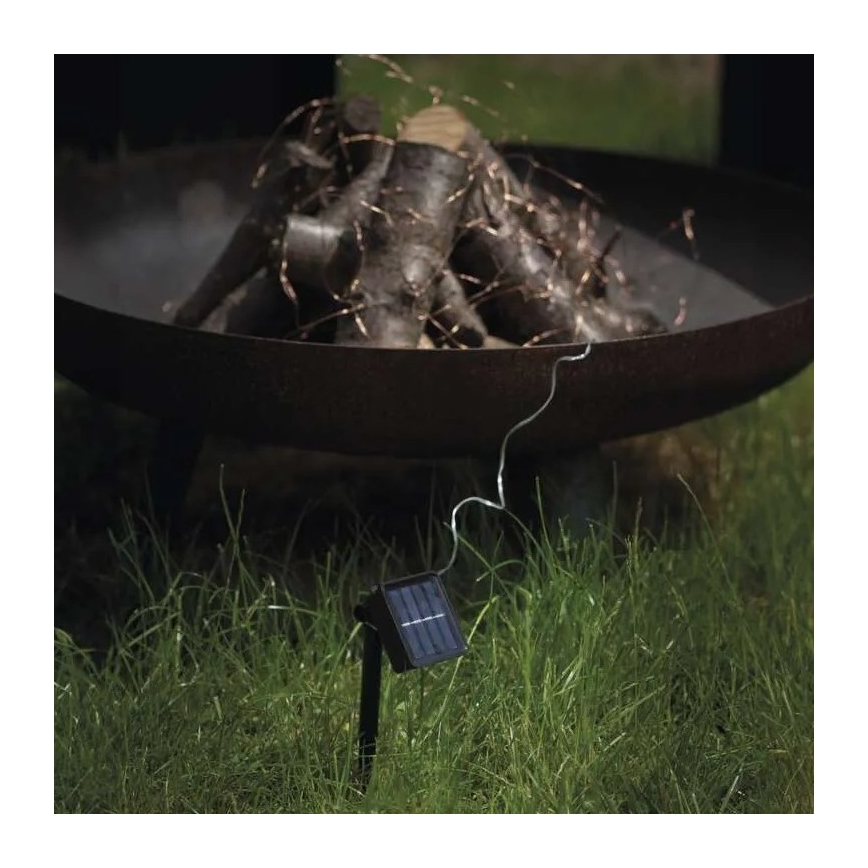 Soldrevet LED lyskæde LED/2,4W/1,2V 1xAA 15 m IP44 3000K 600 mAh