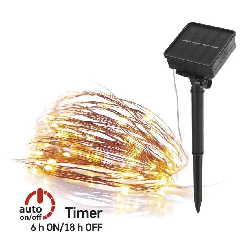 Soldrevet LED lyskæde LED/2,4W/1,2V 1xAA 15 m IP44 3000K 600 mAh