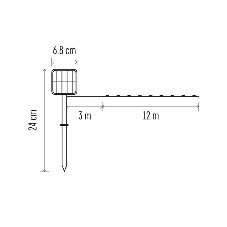 Soldrevet LED lyskæde LED/2,4W/1,2V 1xAA 15 m IP44 3000K 600 mAh