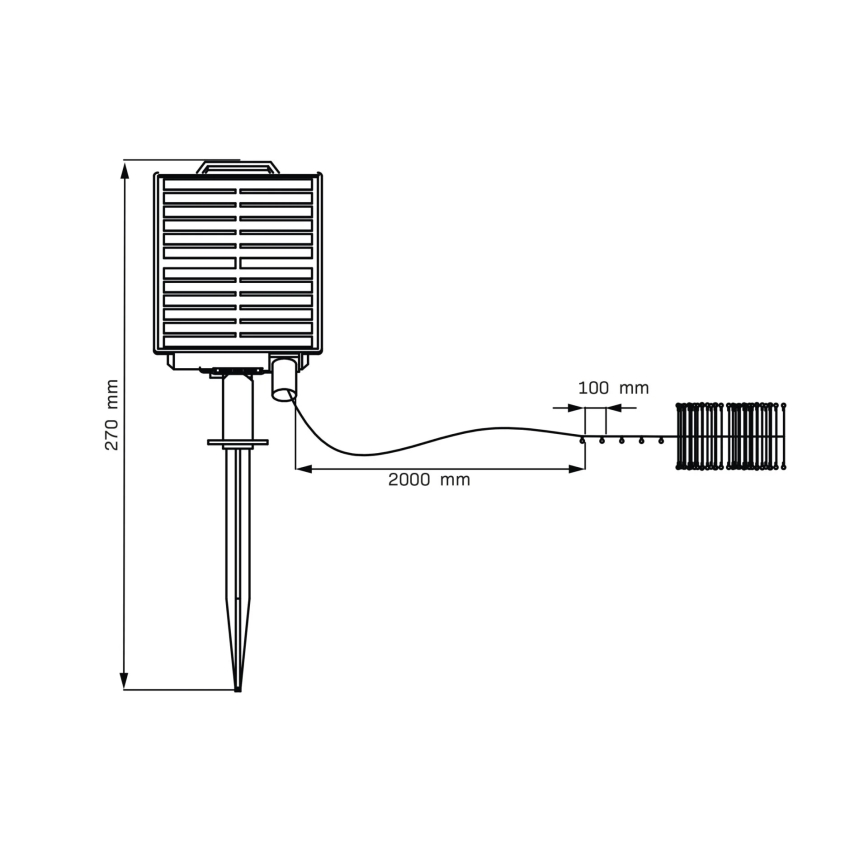 Soldrevet LED lyskæde LED/3,7V 1800 mAh 10 m IP44 + fjernbetjening