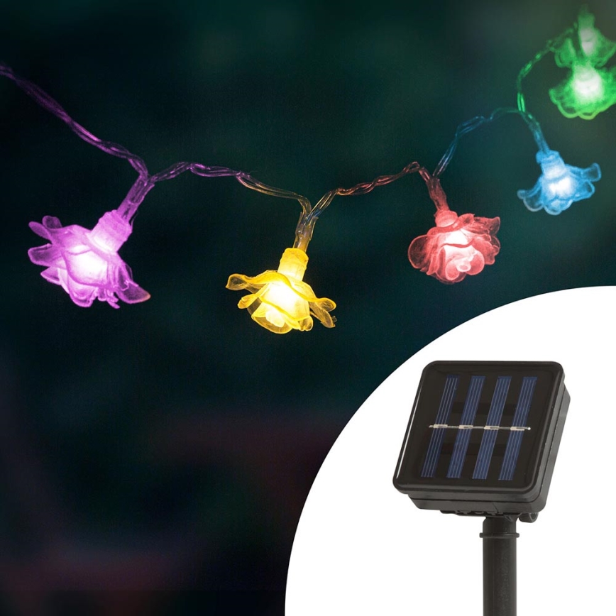 Soldrevet LED lyskæde med sensor 20xLED 600mAh 2,3 m IP44 flerfarvet