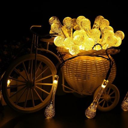 Soldrevet LED lyskæde med skumringssensor 20xLED/0,72W/1,2V 600 mAh 4,7 m IP44