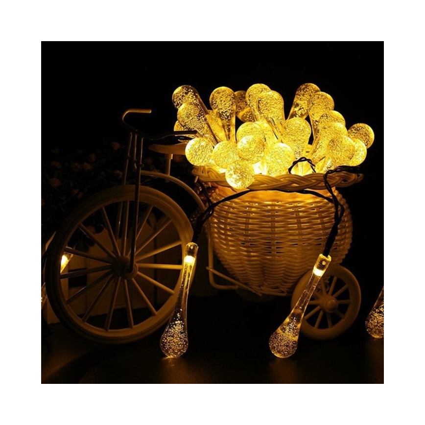 Soldrevet LED lyskæde med skumringssensor 20xLED/0,72W/1,2V 600 mAh 4,7 m IP44