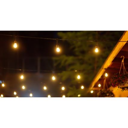 Soldrevet LED lyskæde dæmpbar PARTY 10xE27/3,7V 1800 mAh 10 m IP44 + fjernbetjening