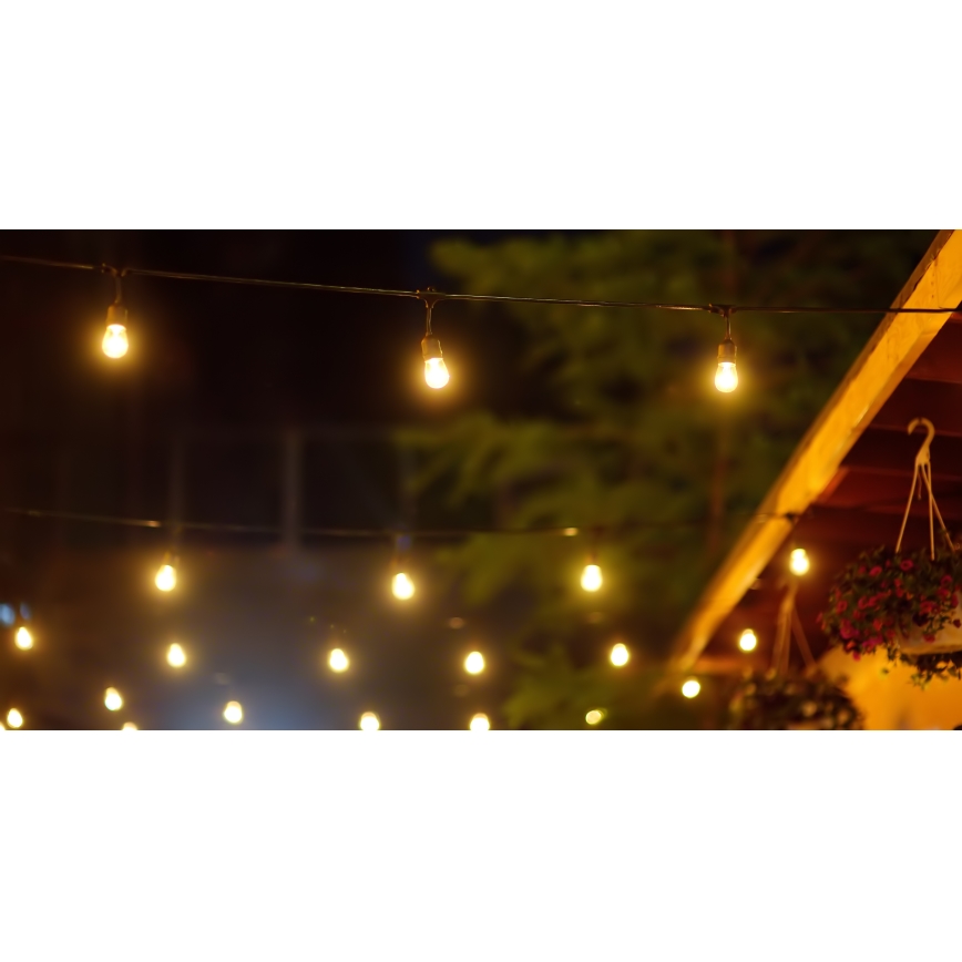 Soldrevet LED lyskæde dæmpbar PARTY 10xE27/3,7V 1800 mAh 10 m IP44 + fjernbetjening