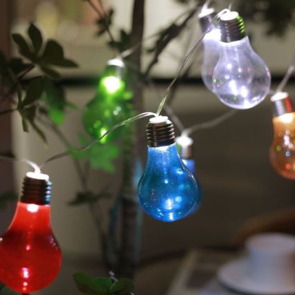 Soldrevet LED lyskæde PARTY 10xLED/1,2V 400 mAh IP44