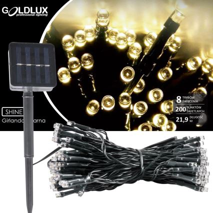 Soldrevet LED lyskæde SHINE 200xLED/1,2V 600 mAh 21,9 m IP44