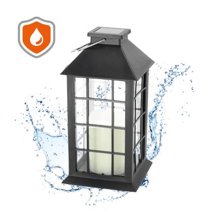 Soldrevet LED pendel LED/0,02W/1,2V 1xAA 2700K IP44 200 mAh sort