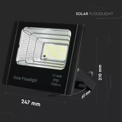 Soldrevet LED projektør dæmpbar LED/16W/3,2V 4000K IP65 10000 mAh + fjernbetjening