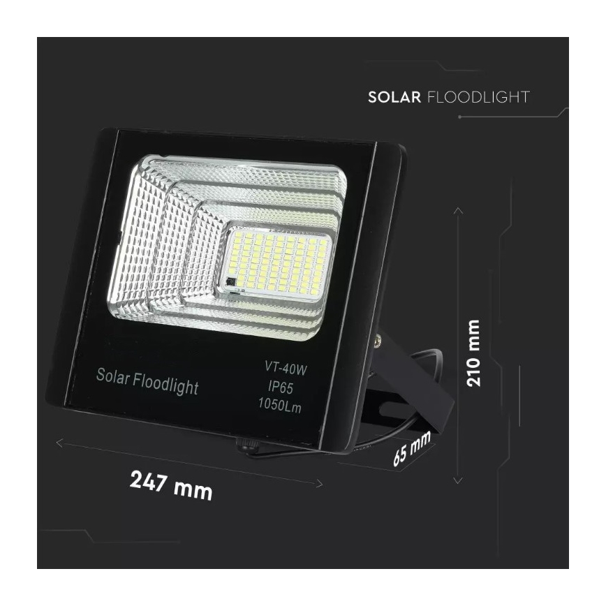 Soldrevet LED projektør dæmpbar LED/16W/3,2V 4000K IP65 10000 mAh + fjernbetjening