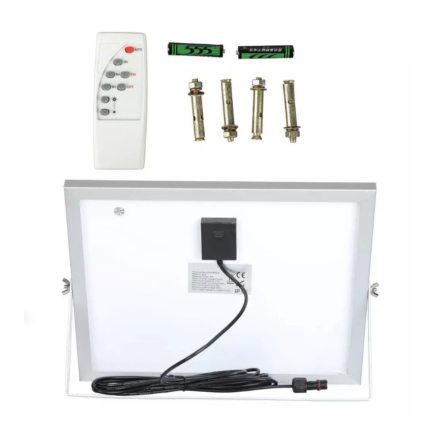 Soldrevet LED projektør dæmpbar LED/16W/3,2V 4000K IP65 10000 mAh + fjernbetjening