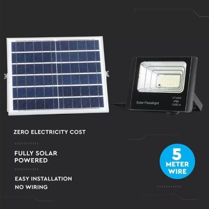 Soldrevet LED projektør dæmpbar LED/16W/3,2V 4000K IP65 10000 mAh + fjernbetjening