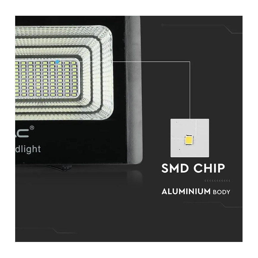 Soldrevet LED projektør dæmpbar LED/20W/6,4V 4000K IP65 10000 mAh + fjernbetjening
