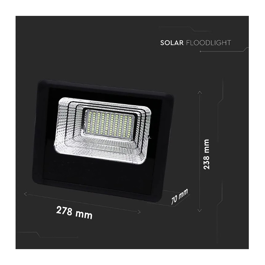 Soldrevet LED projektør dæmpbar LED/20W/6,4V 4000K IP65 10000 mAh + fjernbetjening