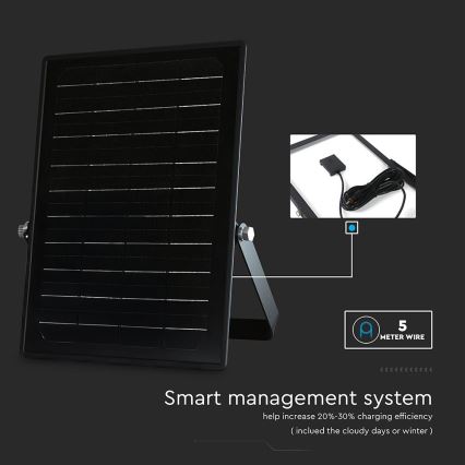 Soldrevet LED projektør dæmpbar med sensor LED/10W/3,7V 4000/6000K IP65 3600 mAh + fjernbetjening
