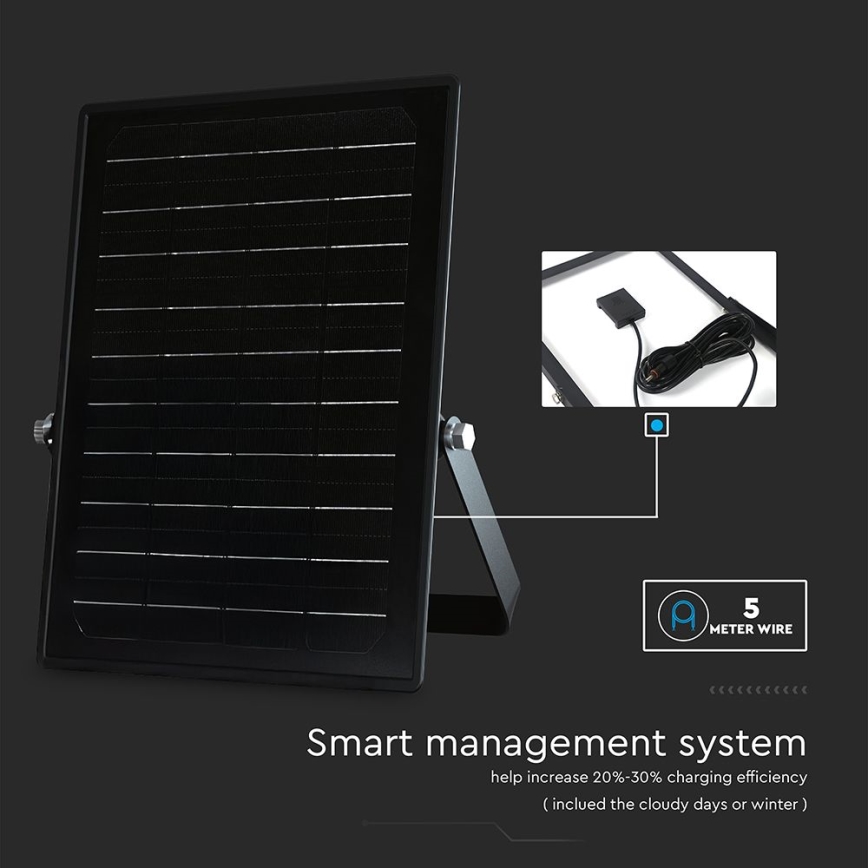 Soldrevet LED projektør dæmpbar med sensor LED/10W/3,7V 4000/6000K IP65 3600 mAh + fjernbetjening