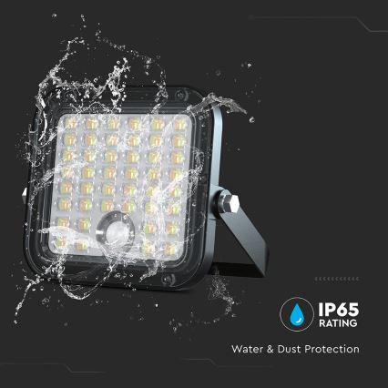 Soldrevet LED projektør dæmpbar med sensor LED/10W/3,7V 4000/6000K IP65 3600 mAh + fjernbetjening