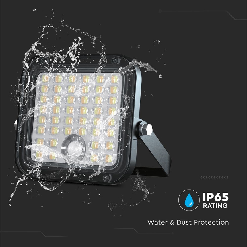 Soldrevet LED projektør dæmpbar med sensor LED/10W/3,7V 4000/6000K IP65 3600 mAh + fjernbetjening