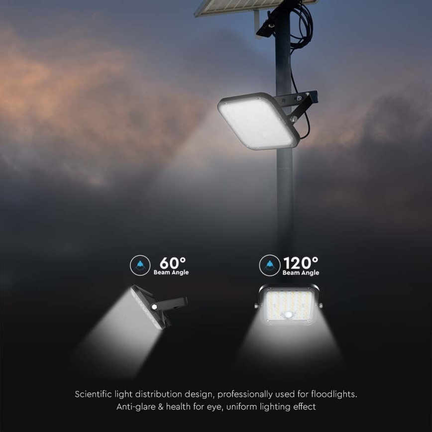Soldrevet LED projektør dæmpbar med sensor LED/10W/3,7V 4000/6000K IP65 3600 mAh + fjernbetjening