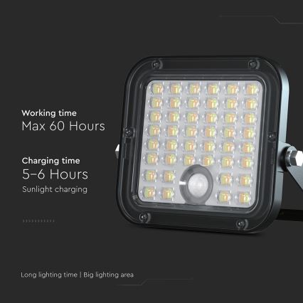 Soldrevet LED projektør dæmpbar med sensor LED/10W/3,7V 4000/6000K IP65 3600 mAh + fjernbetjening