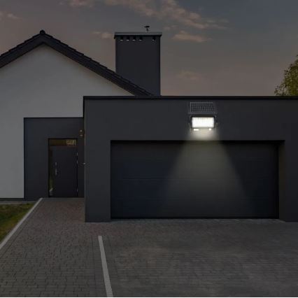 Soldrevet LED projektør dæmpbar med sensor LED/10W/3,7V 4000K IP65 7200 mAh + USB-port